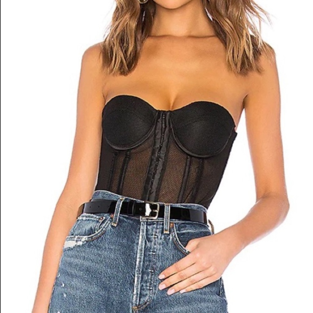 Superdown Revolve Mesh Corset Bustier Top XS